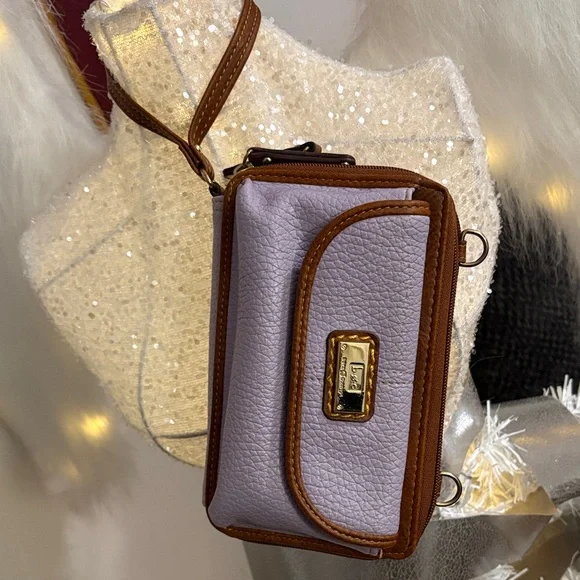B.O.C. Born Concepts Lavender and Brown Crossbody Bag or a wristlet! - Picture 11 of 12